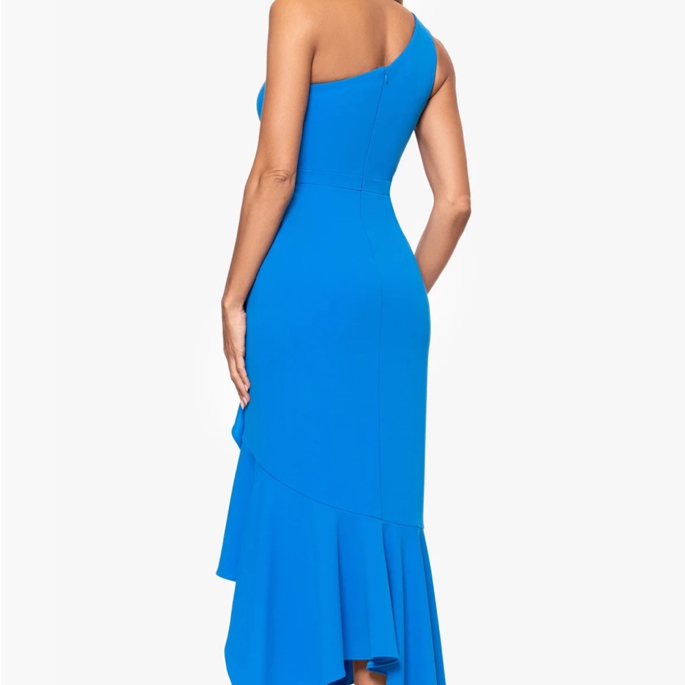 Vibrant Blue Maxi Long One-Shoulder Dress - Picture 3 of 4